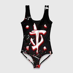 Купальник-боди 3D женский Doom краски штрихи, цвет: 3D-принт