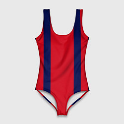 Купальник-боди 3D женский Color black red stripes, цвет: 3D-принт
