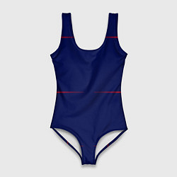 Купальник-боди 3D женский Color blue red stripes, цвет: 3D-принт