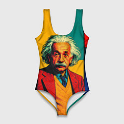 Купальник-боди 3D женский Эйнштейн поп-арт, цвет: 3D-принт