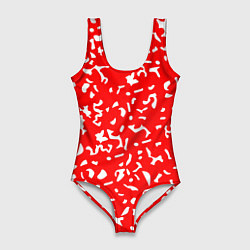 Женский купальник-боди Красный яркий камуфляж