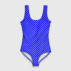 Женский купальник-боди Синий в мелкий квадратик паттерн