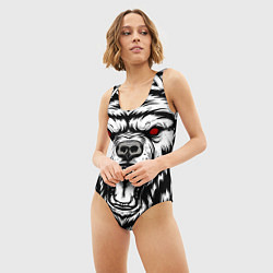 Купальник-боди 3D женский Яростный медведь, цвет: 3D-принт — фото 2