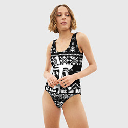 Купальник-боди 3D женский Doom x elders scrolls pattern, цвет: 3D-принт — фото 2