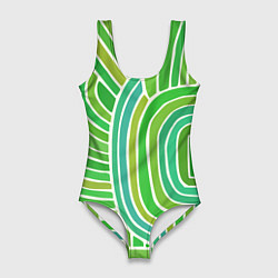 Женский купальник-боди Абстрактный узор зеленый