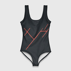 Купальник-боди 3D женский Три буквы: красные, цвет: 3D-принт