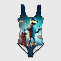 Купальник-боди 3D женский Сынишка Бендера крутой скейтбордист, цвет: 3D-принт