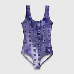 Купальник-боди 3D женский Геометрический градиент фиолетовый, цвет: 3D-принт