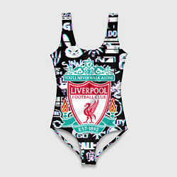Купальник-боди 3D женский Логотипы игр Ливерпуль глитч, цвет: 3D-принт