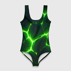 Женский купальник-боди Кислотный зеленый разлом