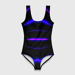 Купальник-боди 3D женский Color black neon, цвет: 3D-принт