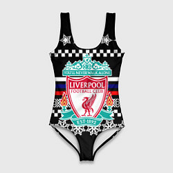 Купальник-боди 3D женский Ливерпуль текстура триколор зима, цвет: 3D-принт