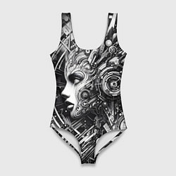 Женский купальник-боди Cyber girl - ai art fantasy graffiti