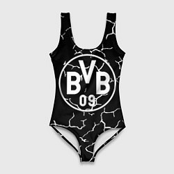 Купальник-боди 3D женский Borussia черно белые, цвет: 3D-принт