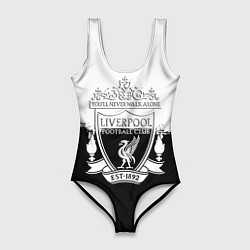 Купальник-боди 3D женский Liverpool краски черно белые, цвет: 3D-принт