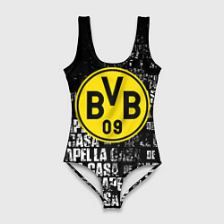 Купальник-боди 3D женский Borussia мафия текстура надписи, цвет: 3D-принт