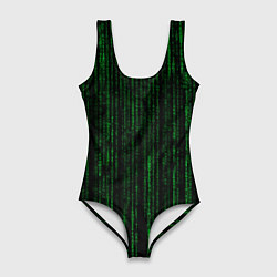 Купальник-боди 3D женский Матрица - код, цвет: 3D-принт