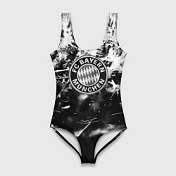 Купальник-боди 3D женский Bayern Mnchen черно белая бумага, цвет: 3D-принт
