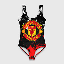 Купальник-боди 3D женский Манчестер Юнайтед краски, цвет: 3D-принт
