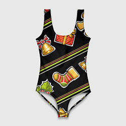 Купальник-боди 3D женский Рождественский дух, цвет: 3D-принт