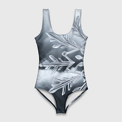 Женский купальник-боди Снежинка на черно белое