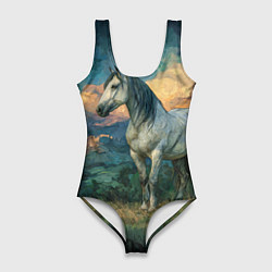 Женский купальник-боди Конь маслом