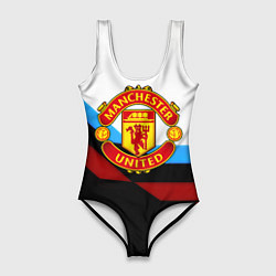 Купальник-боди 3D женский Манчестер Юнайтед геометрия спорт, цвет: 3D-принт