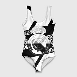 Купальник-боди 3D женский Реал Мадрид краски полосы, цвет: 3D-принт