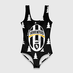 Купальник-боди 3D женский Ювентус ёлочки паттерн, цвет: 3D-принт