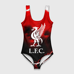 Купальник-боди 3D женский Ливерпуль шторм молнии красный, цвет: 3D-принт