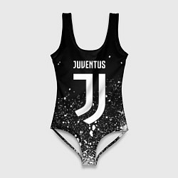 Купальник-боди 3D женский Ювентус всплеск белых красок, цвет: 3D-принт