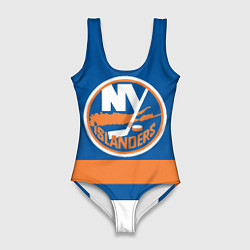 Купальник-боди 3D женский New York Islanders, цвет: 3D-принт