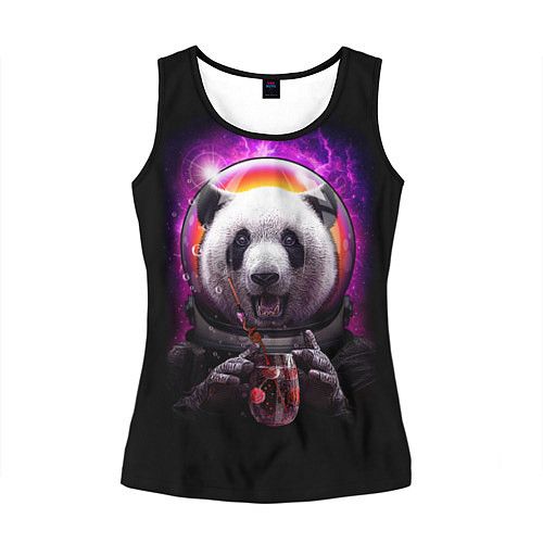Женская майка без рукавов Panda Cosmonaut / 3D-Черный – фото 1