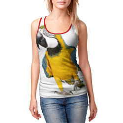 Майка-безрукавка женская Попугай ара, цвет: 3D-красный — фото 2