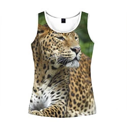 Майка-безрукавка женская Лик леопарда, цвет: 3D-белый