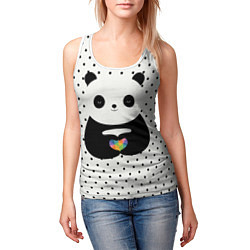 Майка-безрукавка женская Любовь панды, цвет: 3D-белый — фото 2
