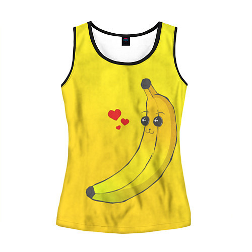 Женская майка без рукавов Just Banana (Yellow) / 3D-Черный – фото 1