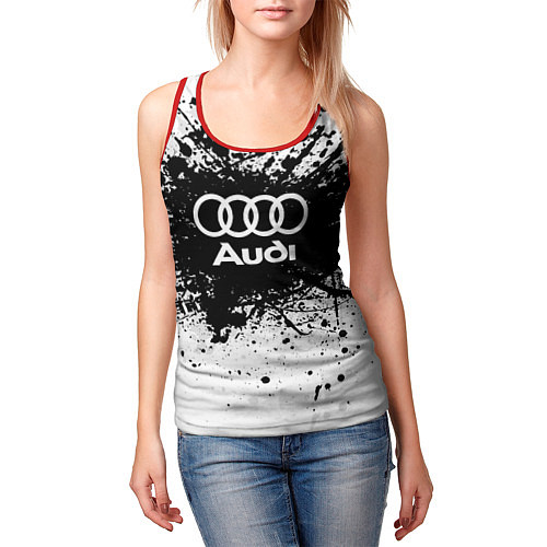 Женская майка без рукавов Audi: Black Spray / 3D-Красный – фото 3