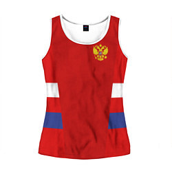 Майка-безрукавка женская Russia: Sport Tricolor, цвет: 3D-белый