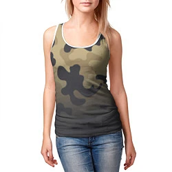 Майка-безрукавка женская Camouflage Khaki, цвет: 3D-белый — фото 2