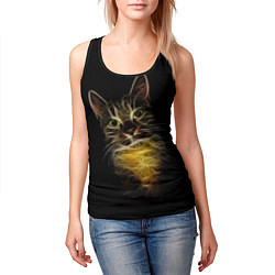 Майка-безрукавка женская Дымчато-световой кот, цвет: 3D-черный — фото 2