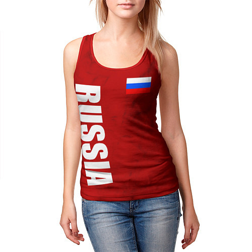 Женская майка без рукавов RUSSIA - RED EDITION - SPORTWEAR / 3D-Красный – фото 3