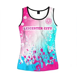 Майка-безрукавка женская Leicester City Neon Gradient, цвет: 3D-черный