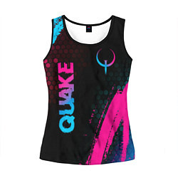 Майка-безрукавка женская Quake - neon gradient: надпись, символ, цвет: 3D-черный