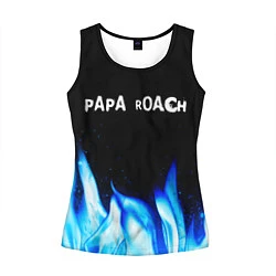 Майка-безрукавка женская Papa Roach blue fire, цвет: 3D-черный