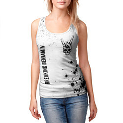 Майка-безрукавка женская Breaking Benjamin и рок символ на светлом фоне, цвет: 3D-белый — фото 2