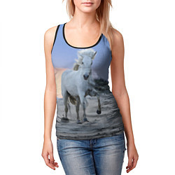Майка-безрукавка женская Белый конь, цвет: 3D-черный — фото 2