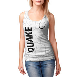 Майка-безрукавка женская Quake glitch на светлом фоне: надпись, символ, цвет: 3D-белый — фото 2