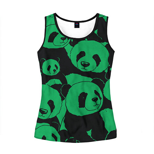 Женская майка без рукавов Panda green pattern / 3D-Черный – фото 1