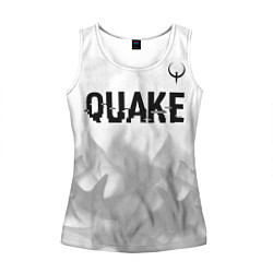 Майка-безрукавка женская Quake glitch на светлом фоне: символ сверху, цвет: 3D-белый